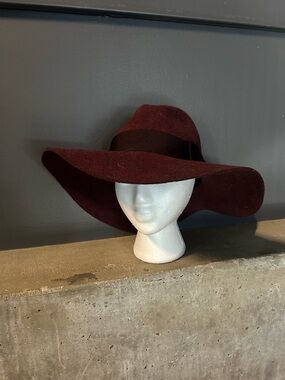 Brixton Wide-Brim Fedora in Burgundy with Dark Band